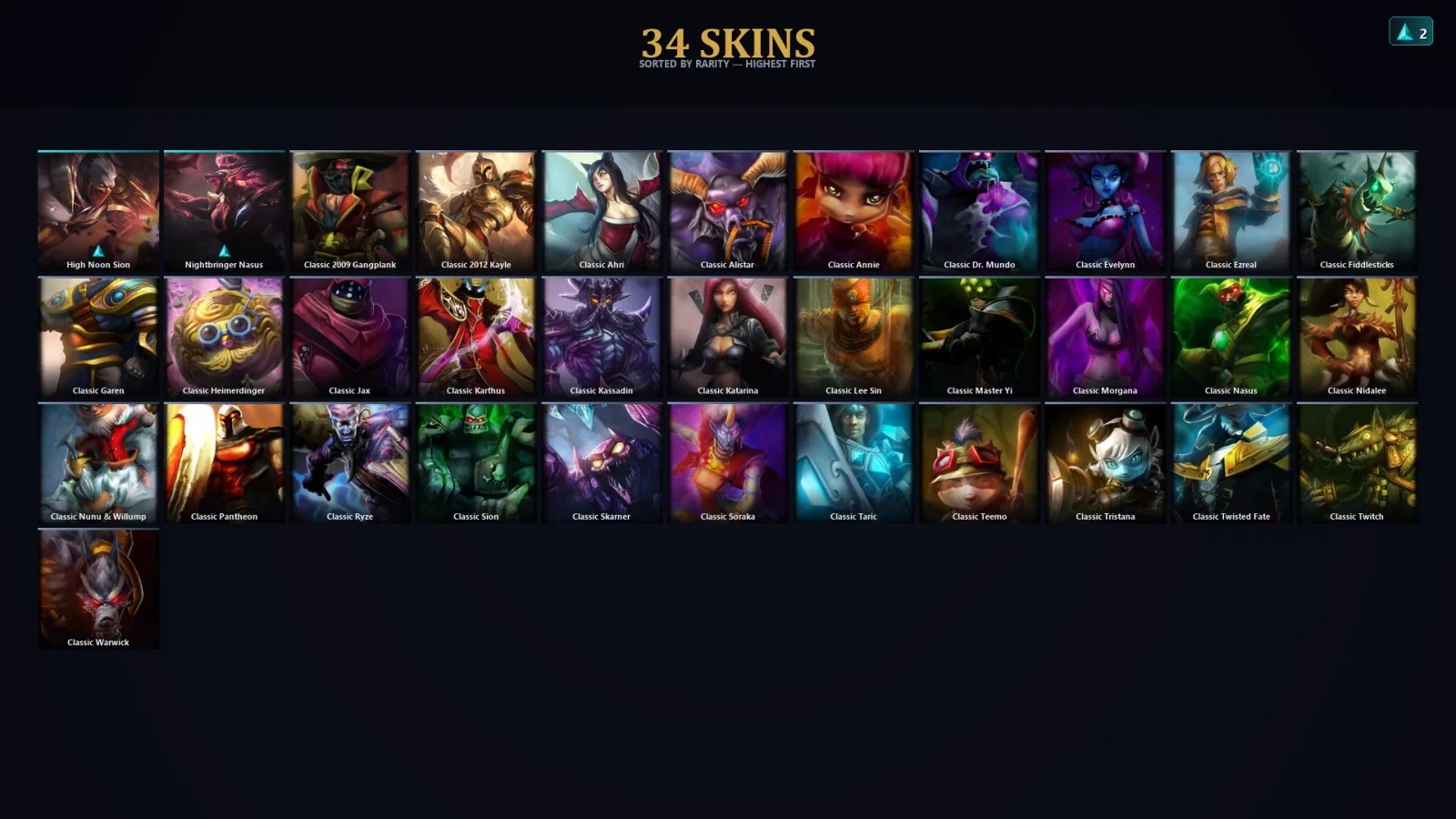 [LoL] | EUW | Level 34 | Gold IV | 60 Champions | 2 Skins