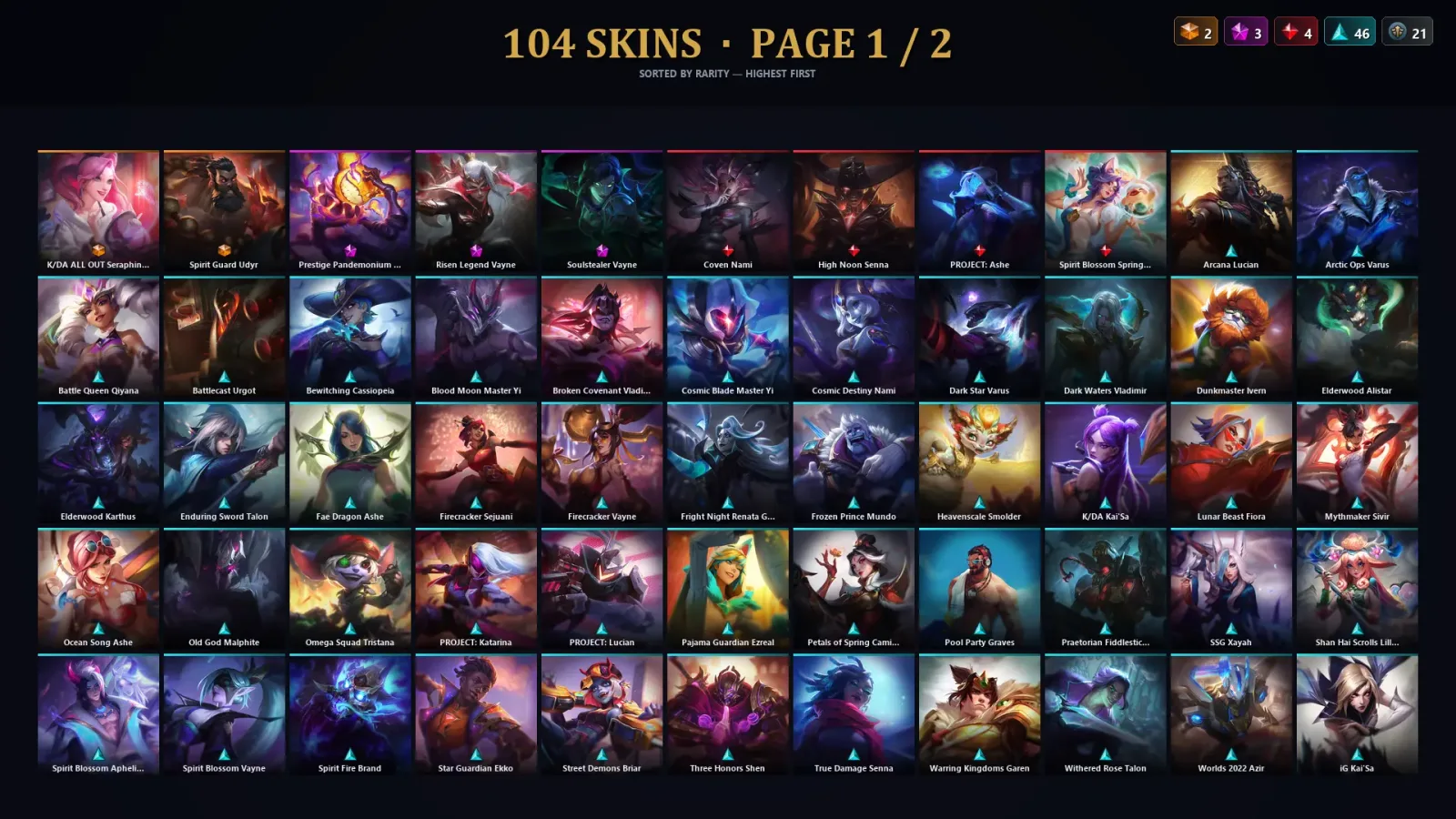 [LoL] | TR | Level 235 | Platinum IV | 173 Champions | 104 Skins | 20,162 BE