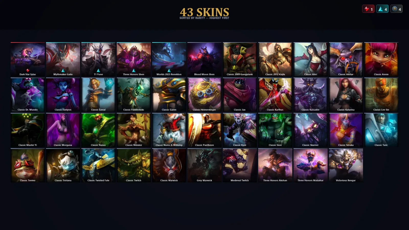 [LoL] | EUW | Level 45 | Emerald III | 77 Champions | 43 Skins
