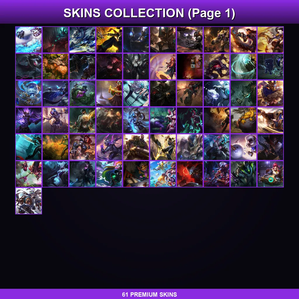 SG | Lv110 | Unranked | 61 Skin | 114 Champ