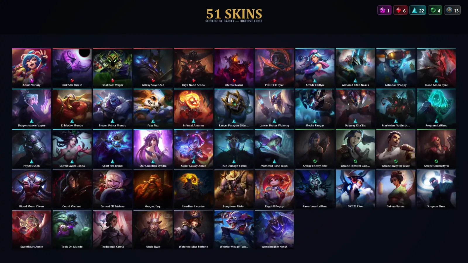 [LoL] | TR | Level 148 | Gold III | 123 Champions | 51 Skins — LoL account