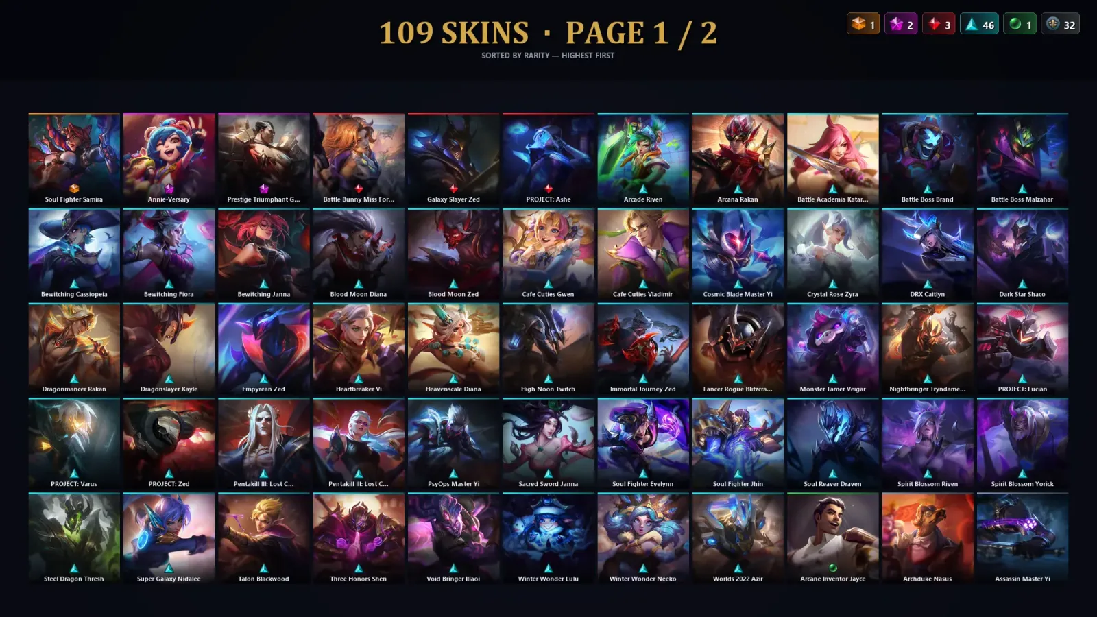[LoL] | EUW | Level 196 | 139 Champions | 109 Skins | 26,878 BE — LoL account