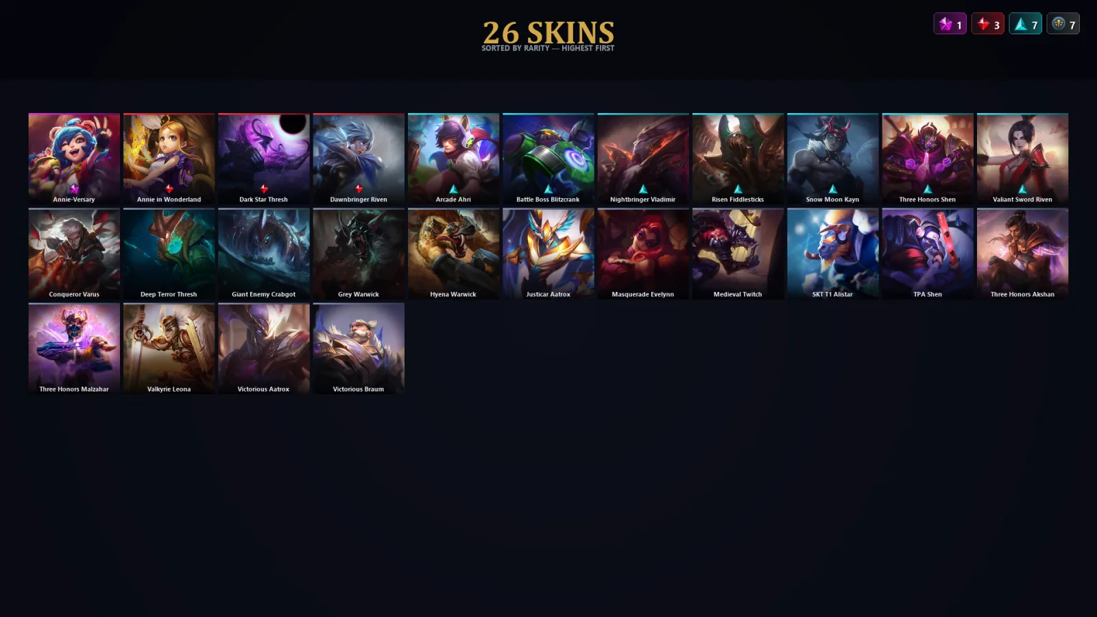 [LoL] | EUW | Level 30 | Master | 90 Champions | 26 Skins