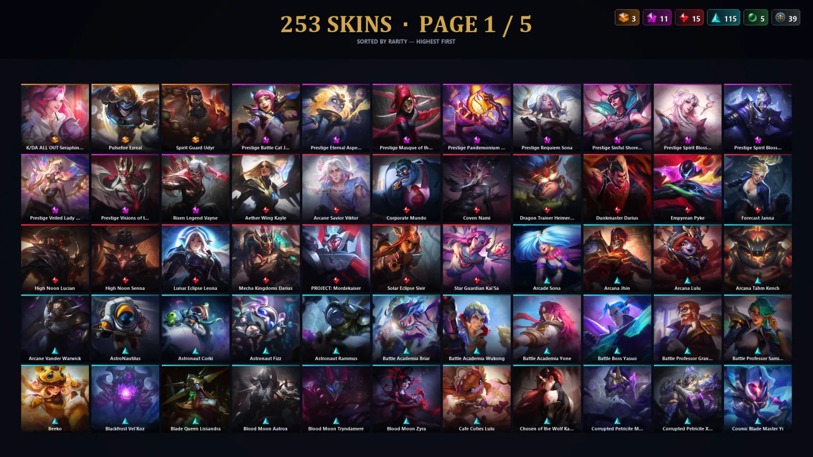 [LoL] | NA | Level 318 | 165 Champions | 253 Skins | 40,964 BE
