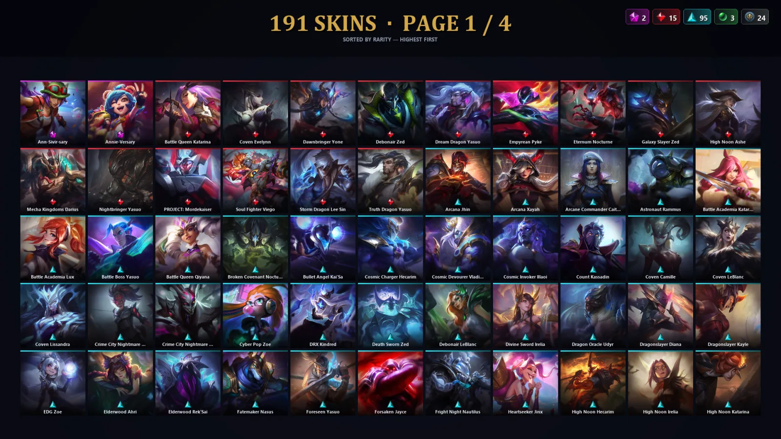 [LoL] | TR | Level 500 | Platinum IV | 173 Champions | 159 Skins | 156,819 BE