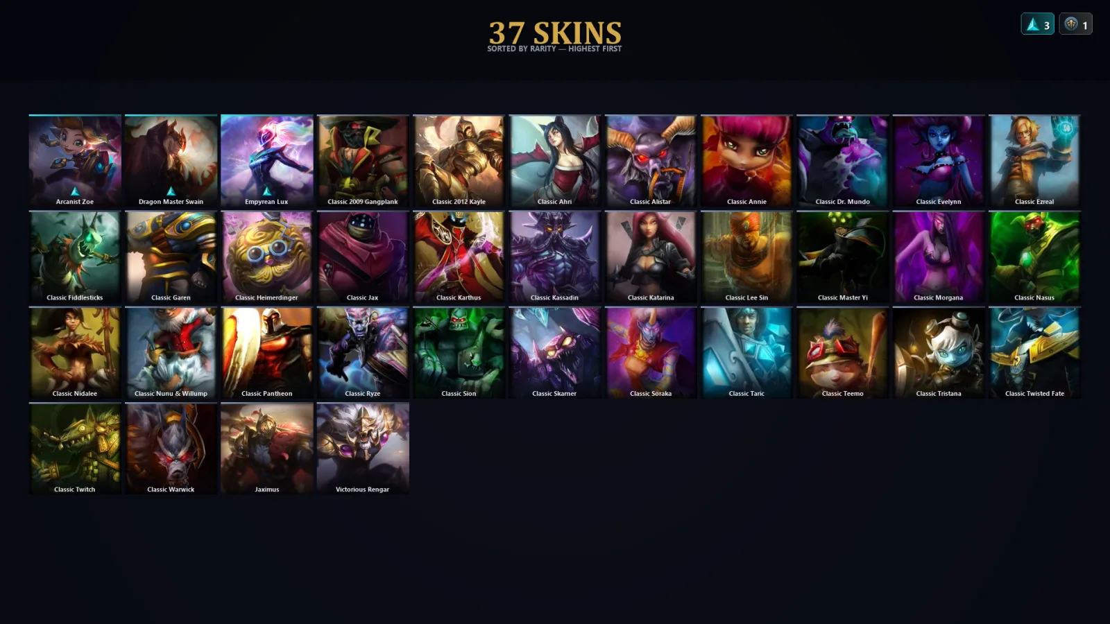 [LoL] | TR | Level 47 | Emerald III | 91 Champions | 37 Skins | 10,162 BE