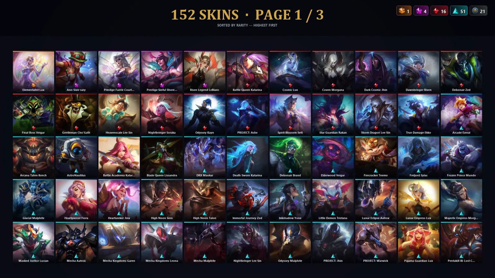 [LoL] | TR | Level 341 | Platinum III | 173 Champions | 120 Skins | 98,569 BE