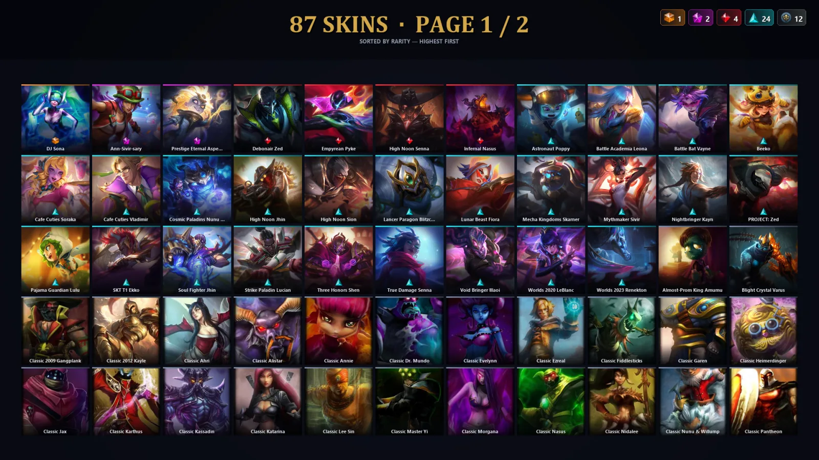 [LoL] | TR | Level 183 | Diamond IV | 173 Champions | 87 Skins | 89,838 BE