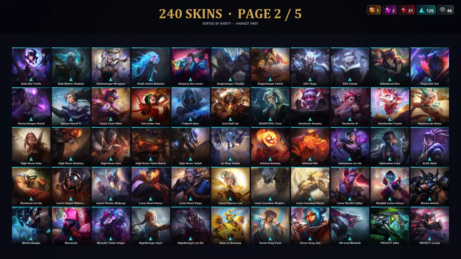 [LoL] | NA | Level 446 | 162 Champions | 240 Skins | 50,771 BE — LoL account
