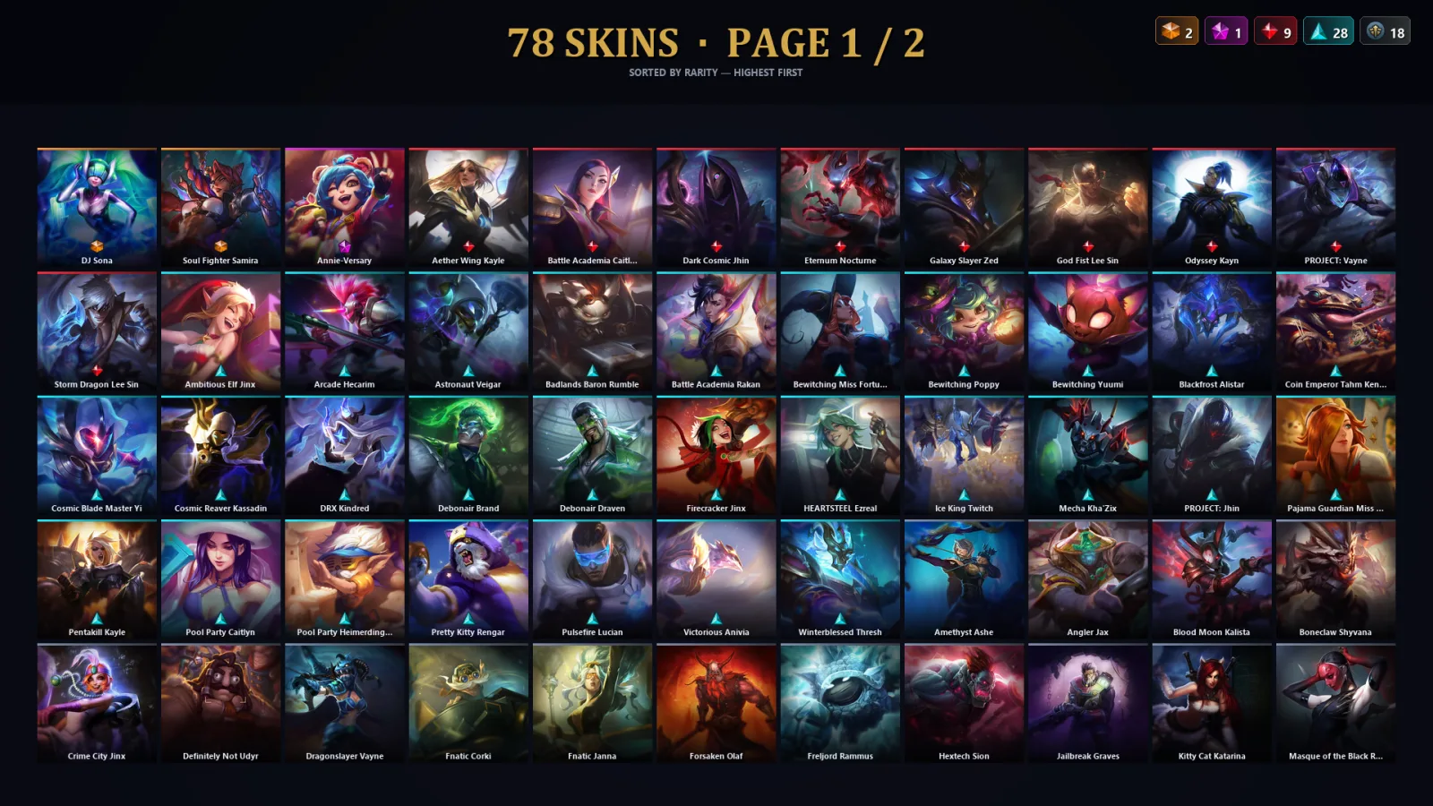 [LoL] | TR | Level 256 | Diamond III | 164 Champions | 78 Skins | 114,417 BE
