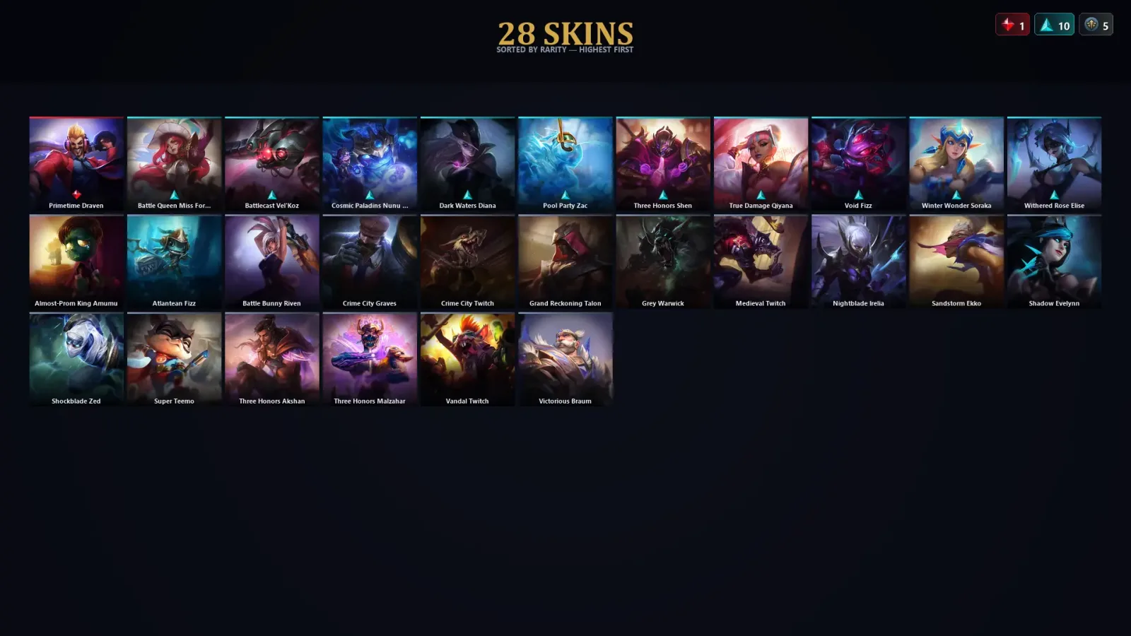 [LoL] | TR | Level 54 | Diamond IV | 71 Champions | 28 Skins | 12,675 BE