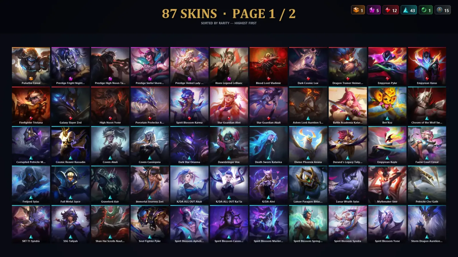 [LoL] | TR | Level 87 | Emerald I | 104 Champions | 87 Skins | 17,676 BE