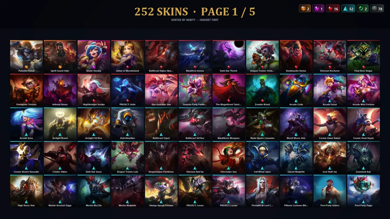 [LoL] | EUW | Level 55 | 152 Champions | 252 Skins | 33,954 BE — LoL account