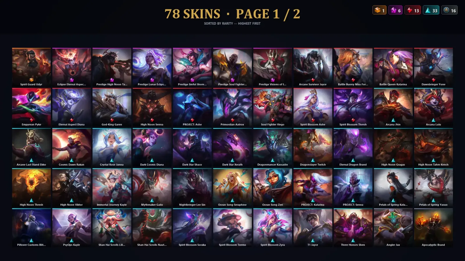 [LoL] | TR | Level 203 | 173 Champions | 78 Skins | 39,518 BE