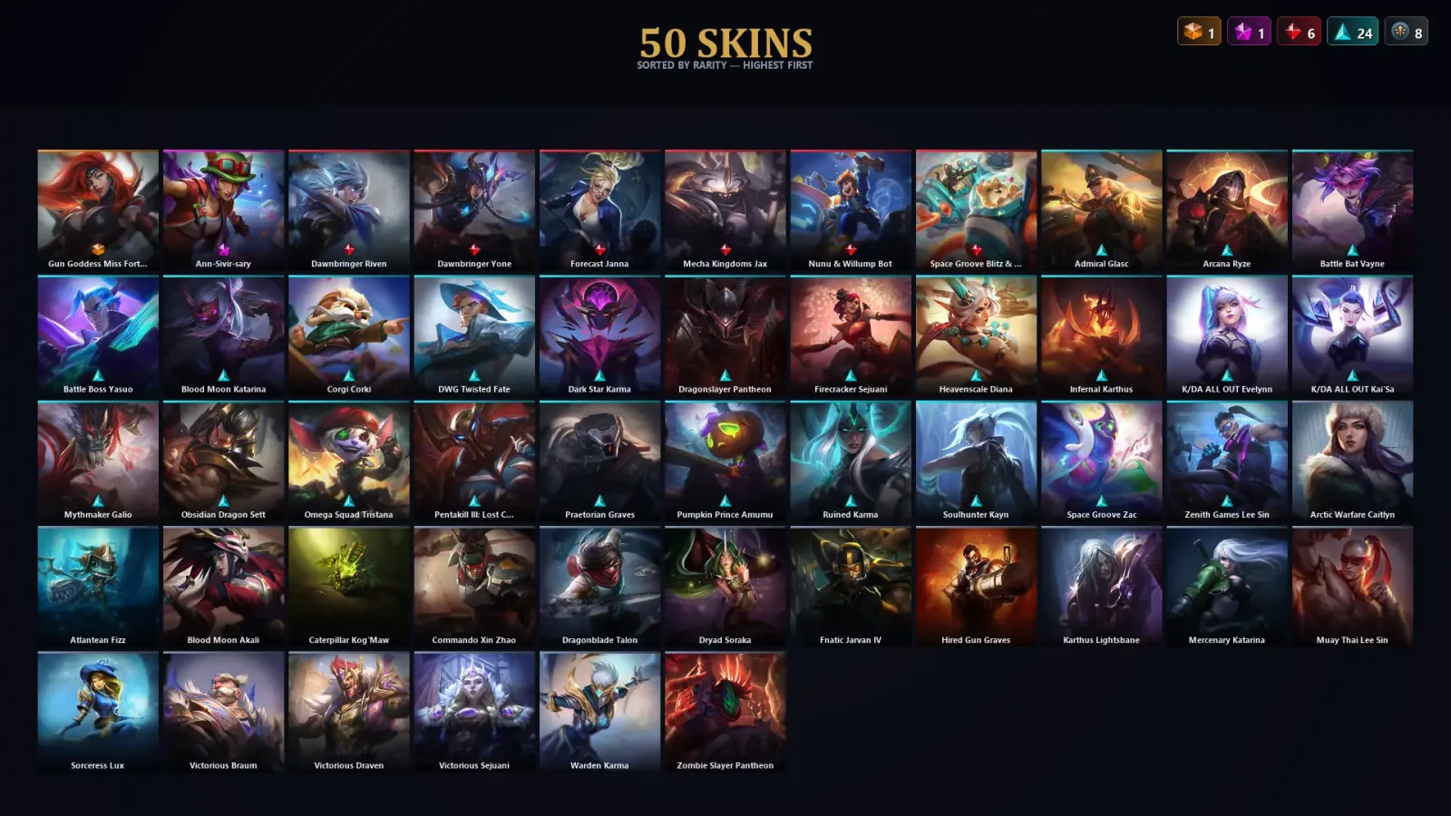 [LoL] | TR | Level 229 | Emerald I | 148 Champions | 50 Skins