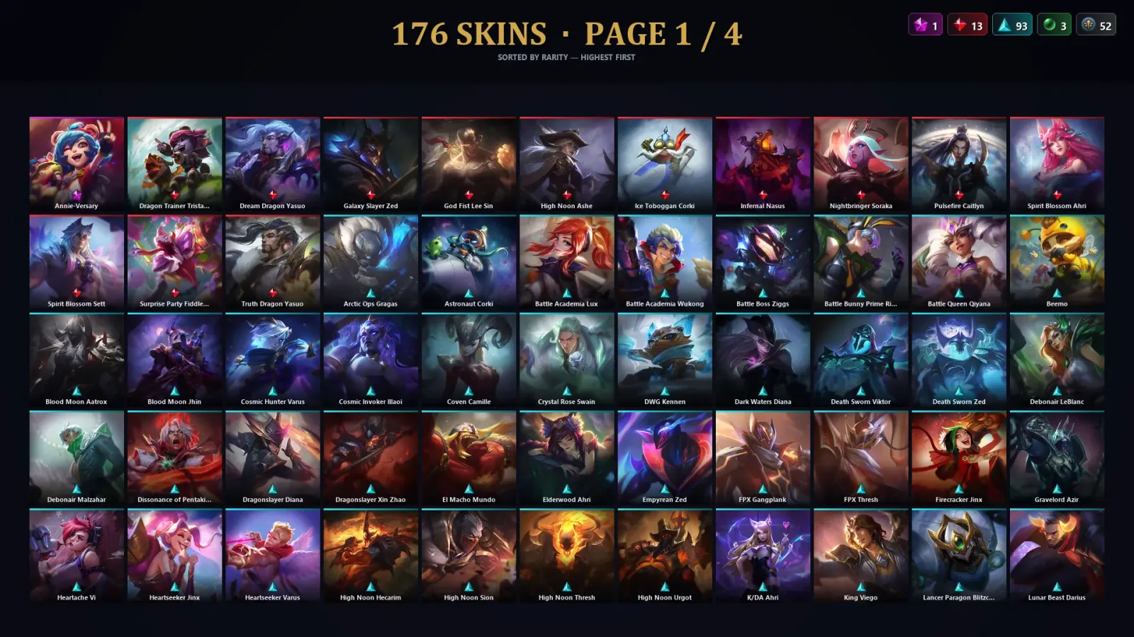 [LoL] | TR | Level 481 | Platinum III | 172 Champions | 176 Skins | 64,080 BE — LoL account