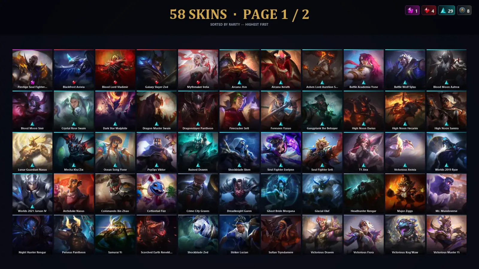 [LoL] | TR | Level 154 | Emerald II | 120 Champions | 58 Skins | 46,129 BE