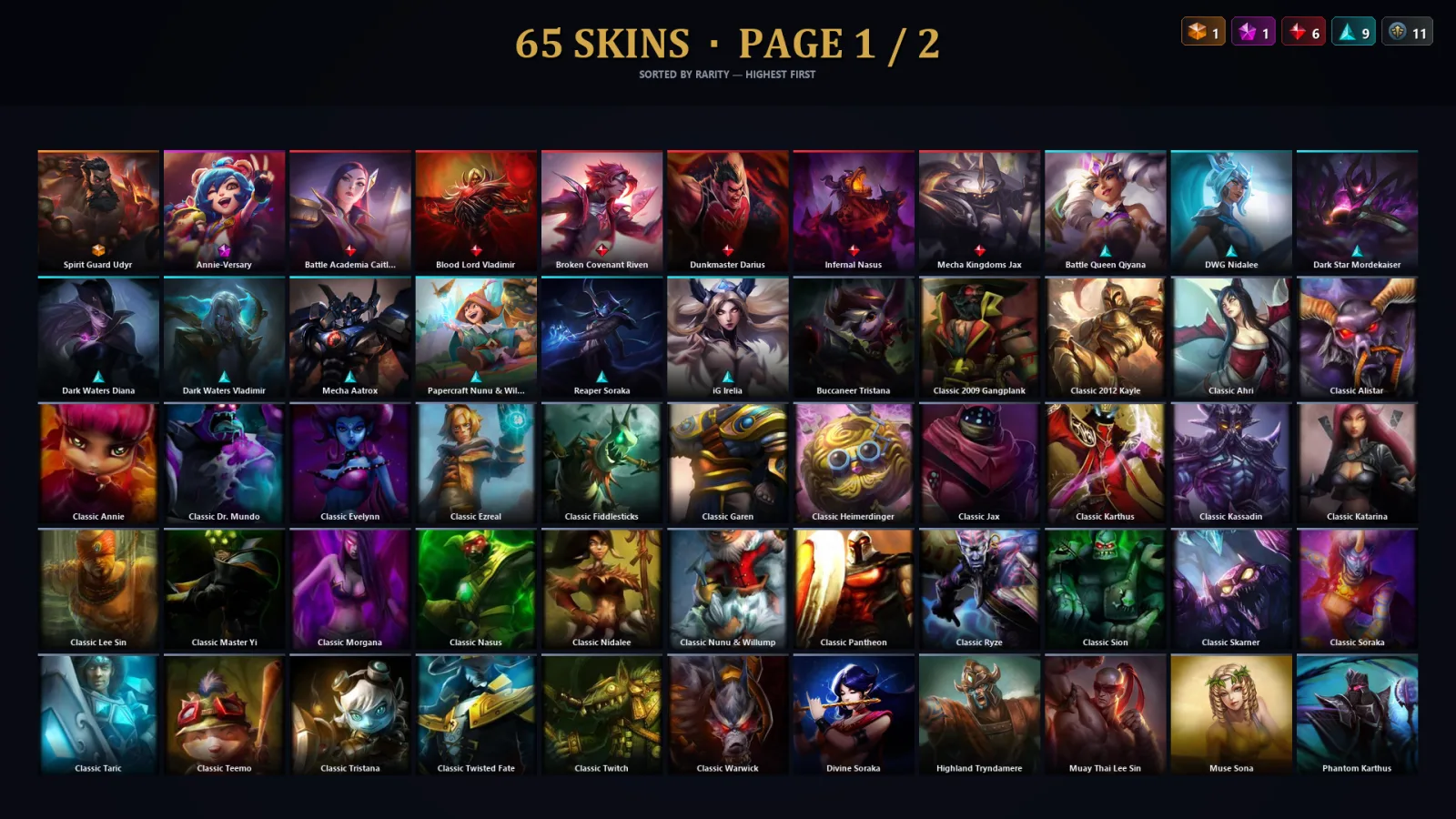 [LoL] | TR | Level 118 | Diamond IV | 93 Champions | 65 Skins | 22,137 BE