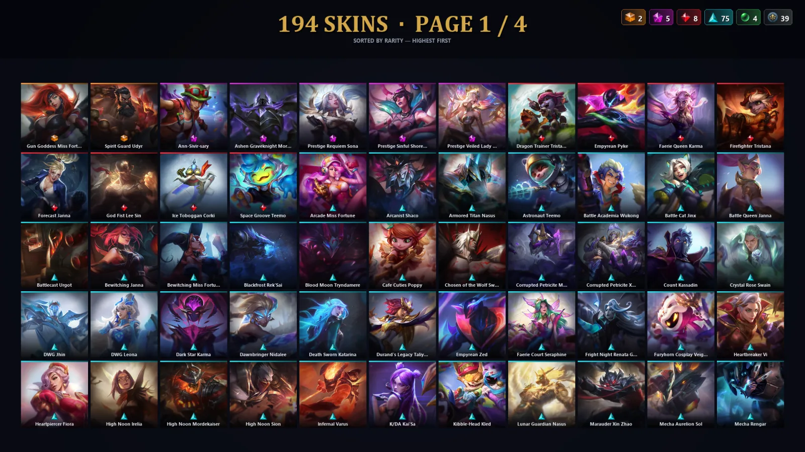 [LoL] | TR | Level 404 | Silver II | 173 Champions | 194 Skins | 133,572 BE