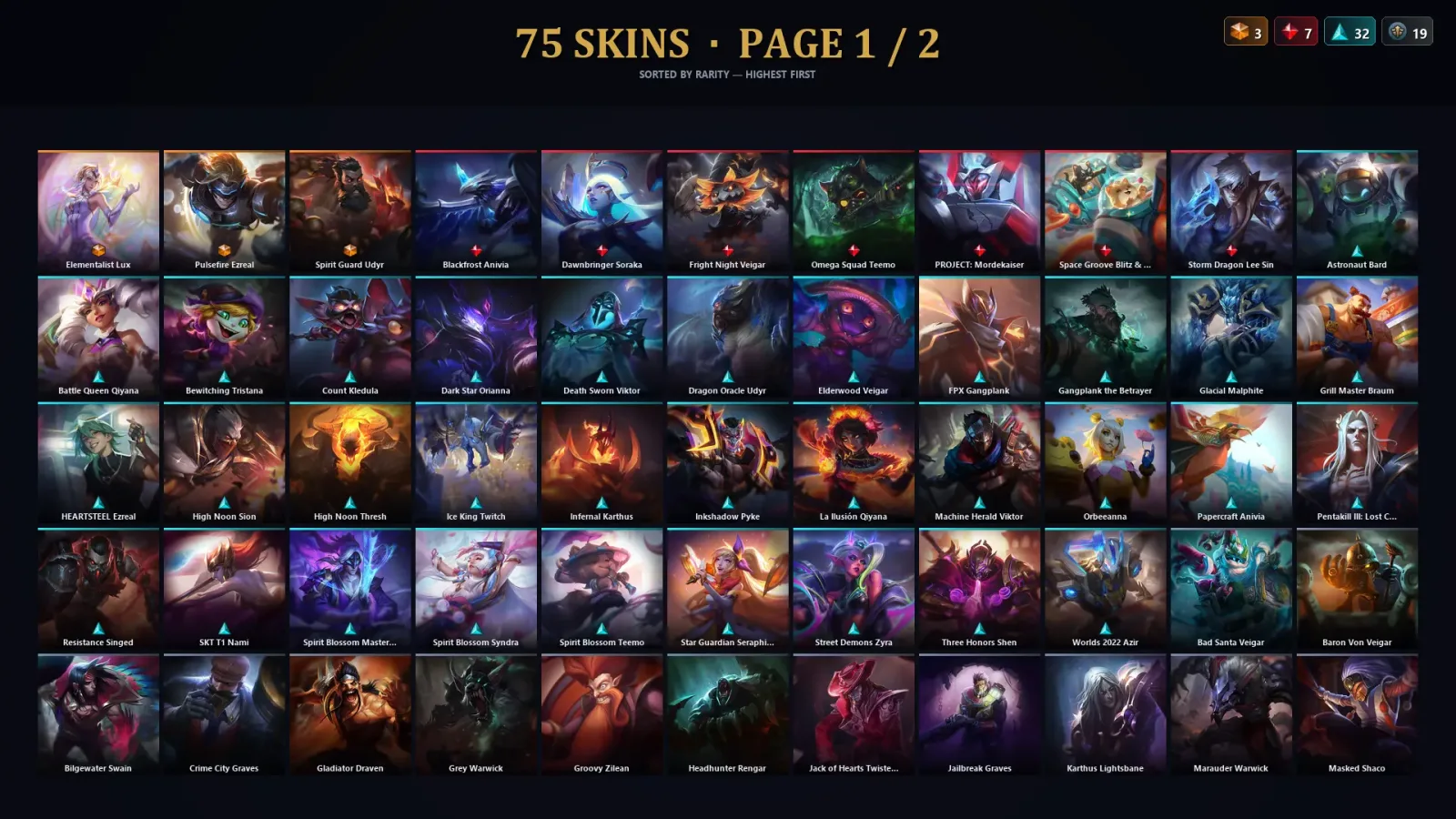 [LoL] | TR | Level 285 | Emerald IV | 156 Champions | 75 Skins | 139,980 BE