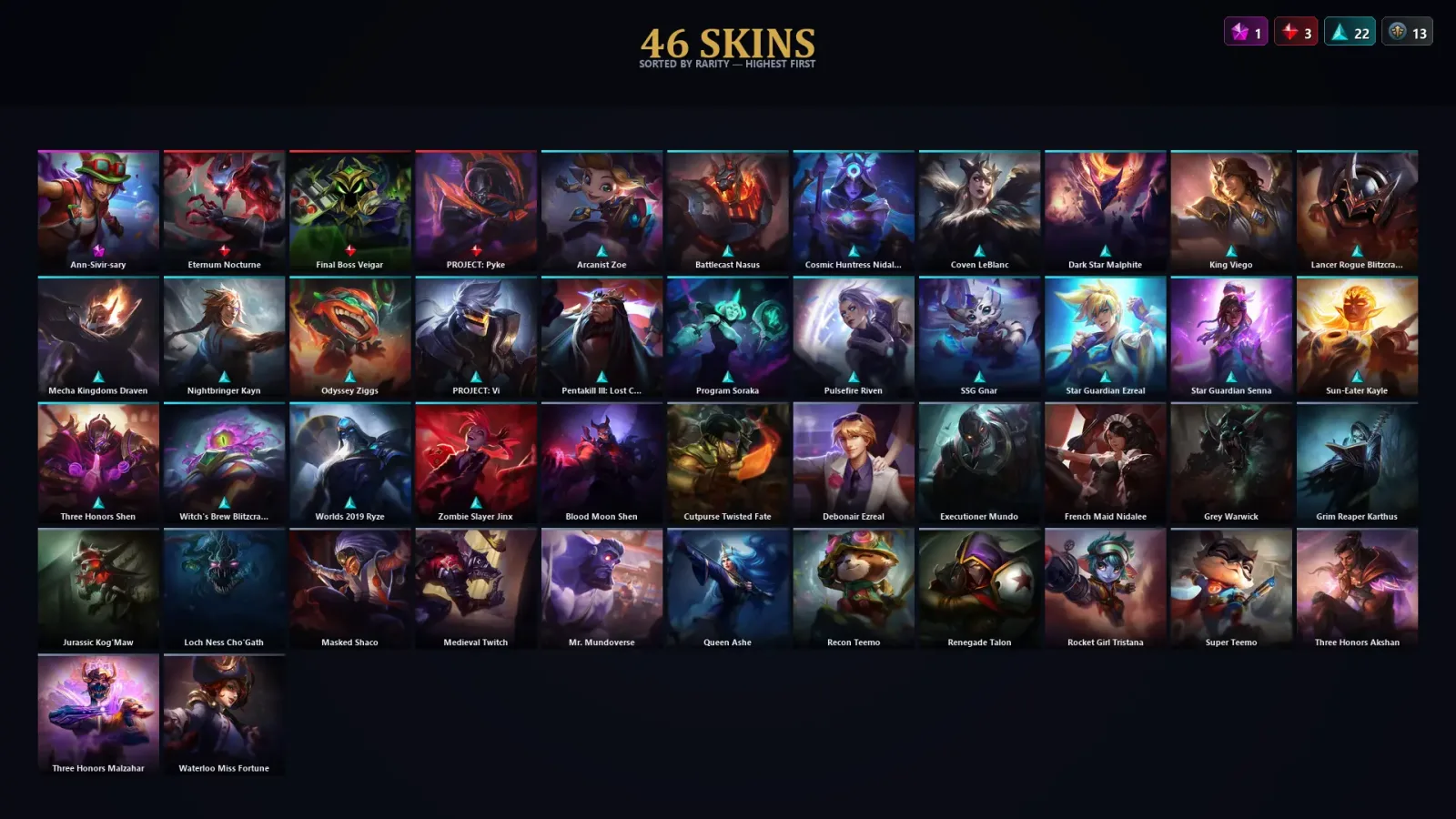 [LoL] | TR | Level 239 | 172 Champions | 46 Skins | 58,724 BE
