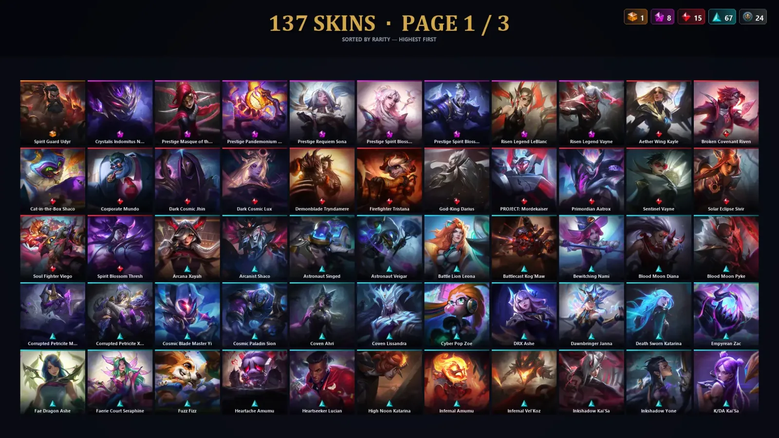 [LoL] | TR | Level 314 | 172 Champions | 137 Skins | 21,220 BE — LoL account