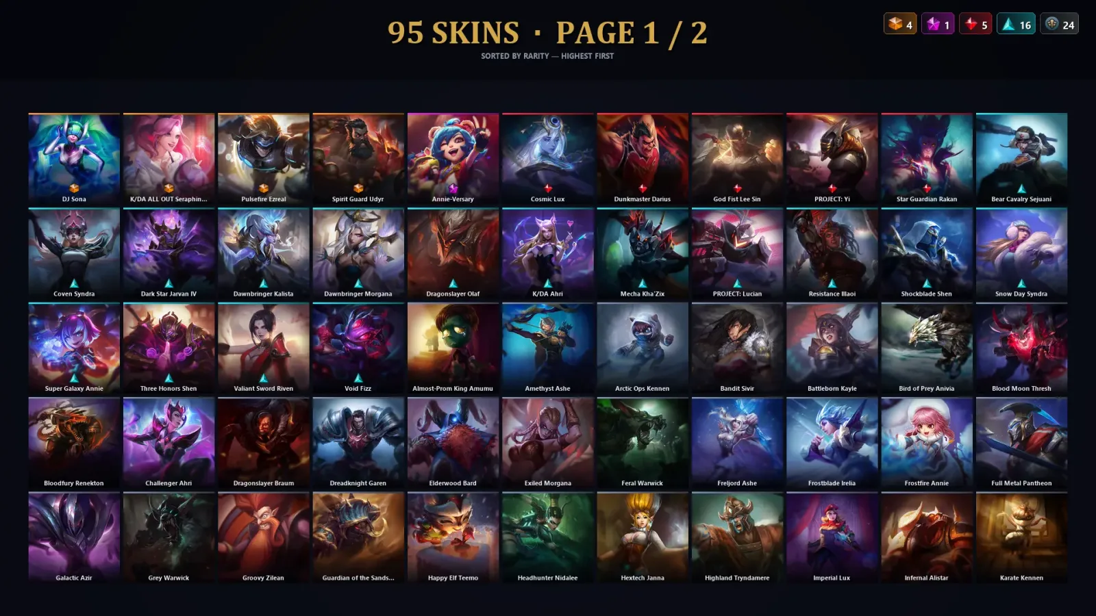 [LoL] | TR | Level 121 | Emerald II | 155 Champions | 95 Skins | 20,871 BE