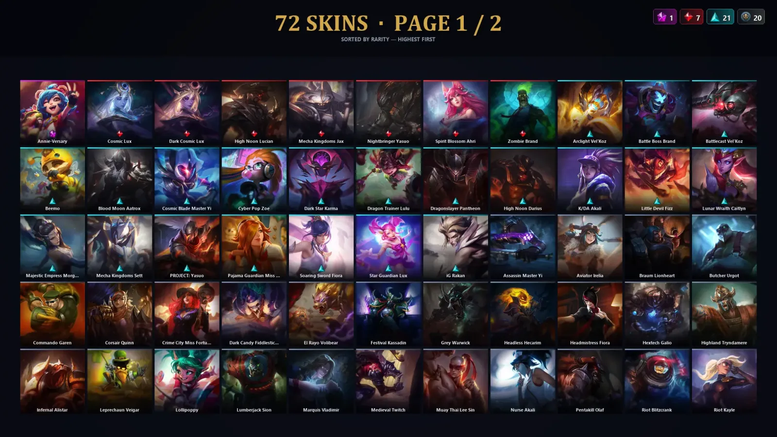 [LoL] | TR | Level 264 | 130 Champions | 72 Skins — LoL account