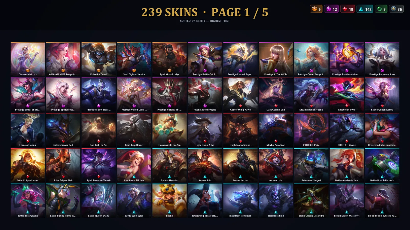 [LoL] | TR | Level 338 | Diamond I | 173 Champions | 239 Skins | 28,050 BE