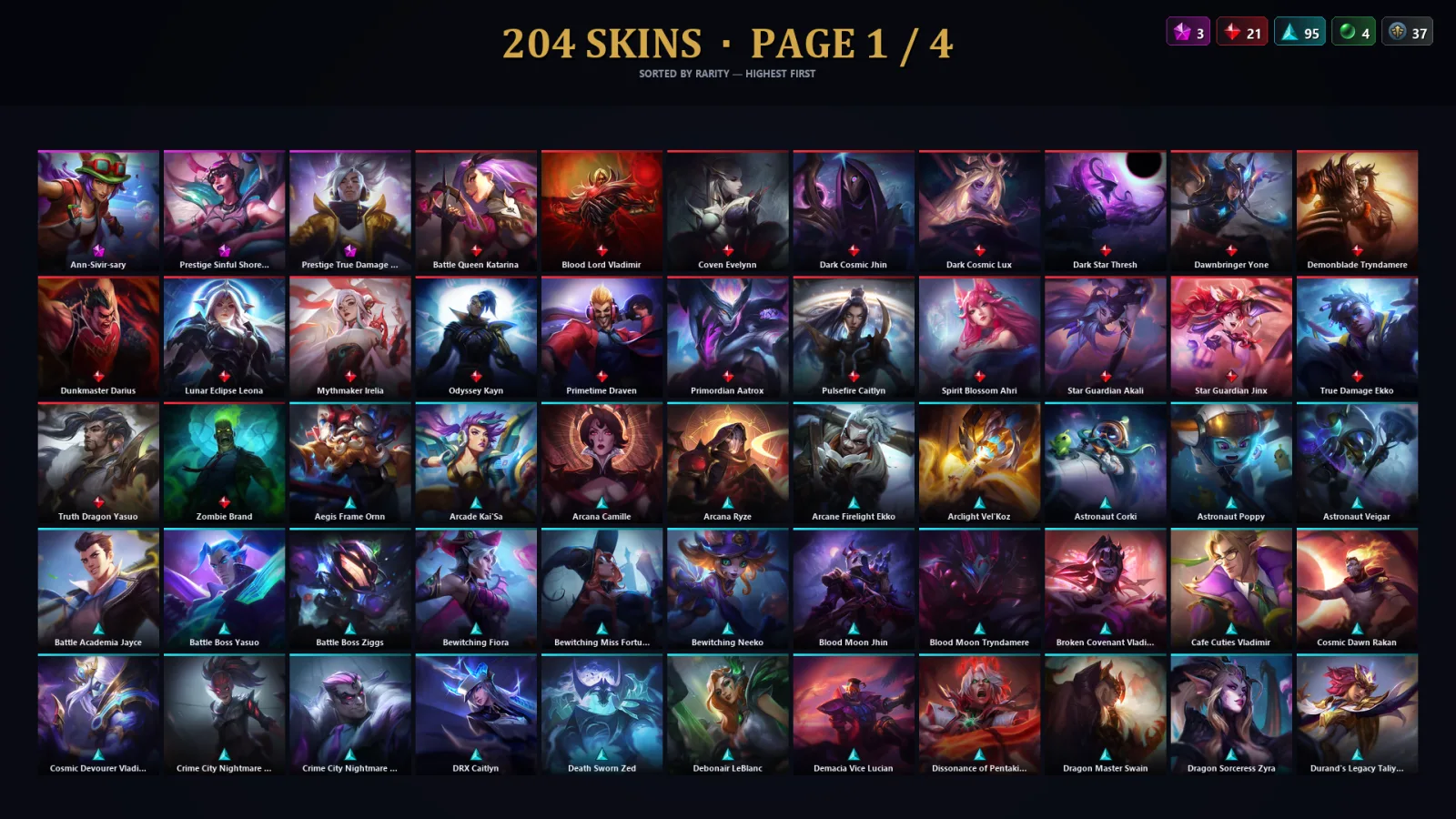 [LoL] | EUW | Level 261 | Emerald III | 173 Champions | 204 Skins | 126,201 BE