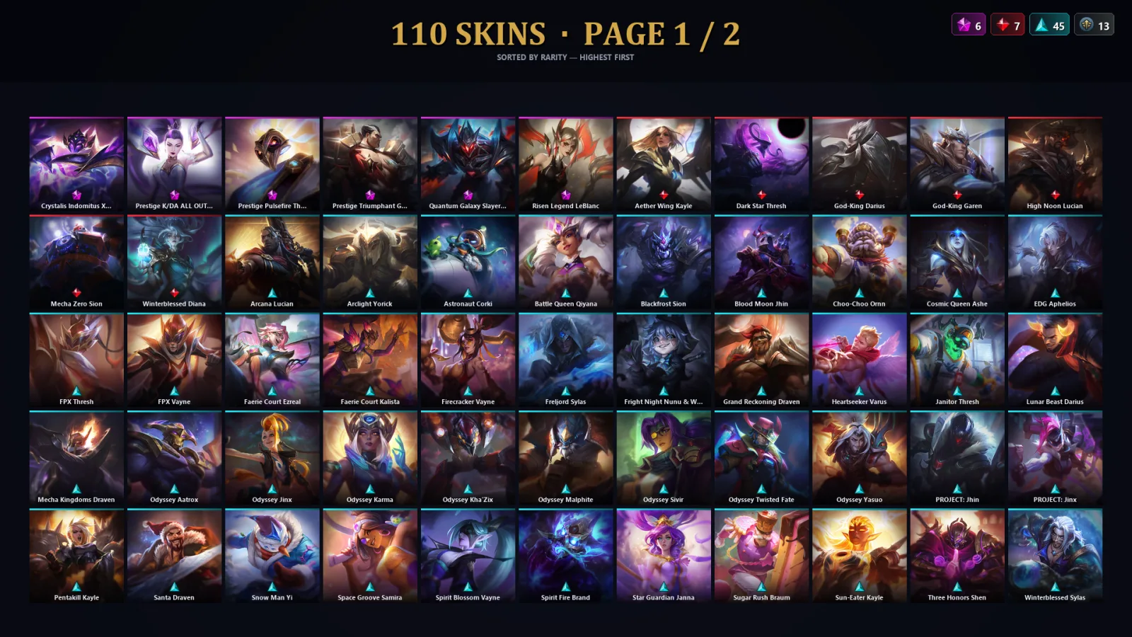 [LoL] | EUW | Level 56 | Platinum IV | 49 Champions | 78 Skins | 10,524 BE