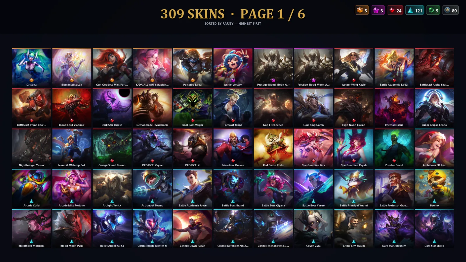 [LoL] | EUW | Level 307 | Emerald I | 131 Champions | 309 Skins | 24,286 BE