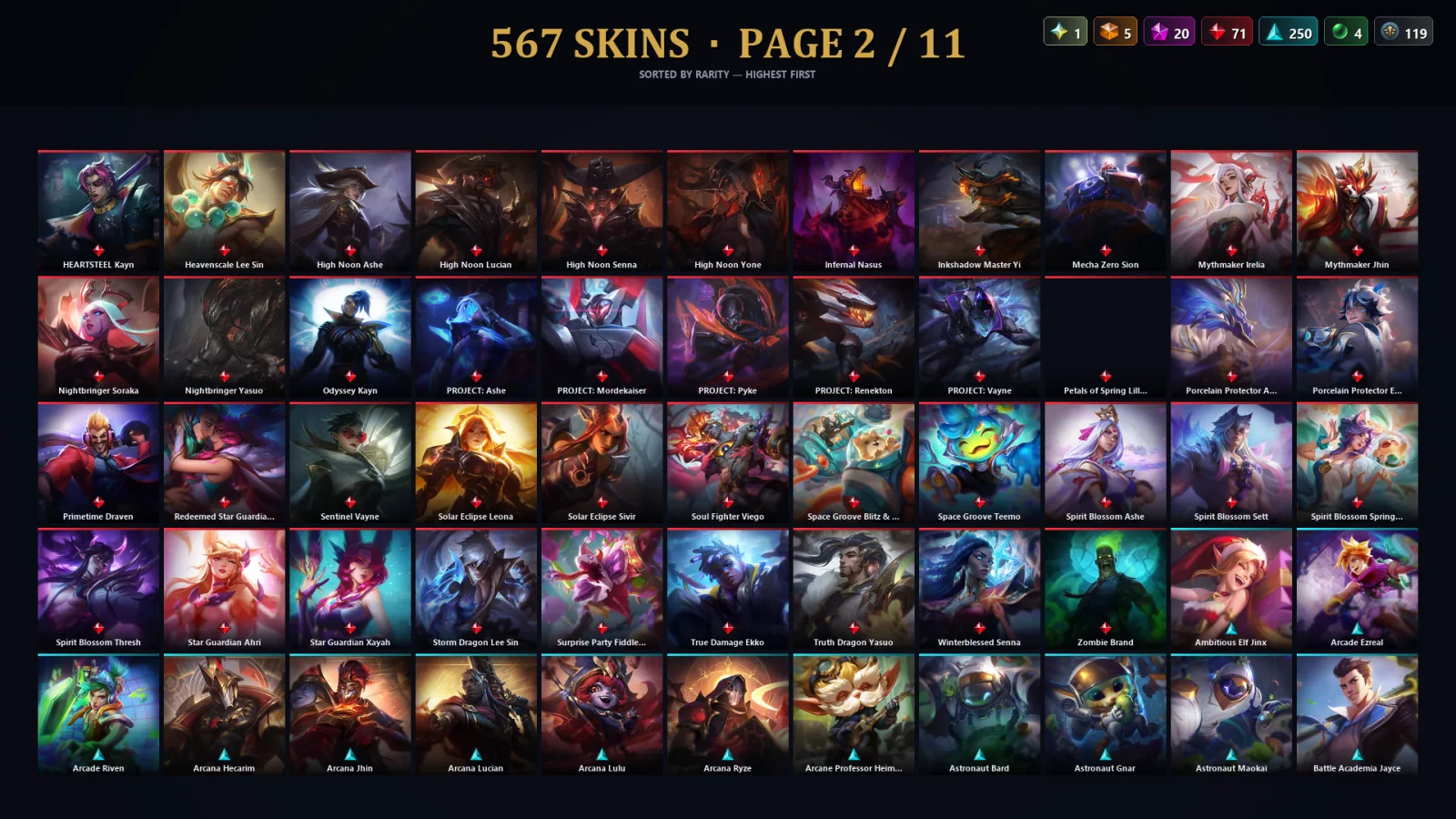 [LoL] | TR | Level 500 | Silver III | 173 Champions | 535 Skins | 55,880 BE
