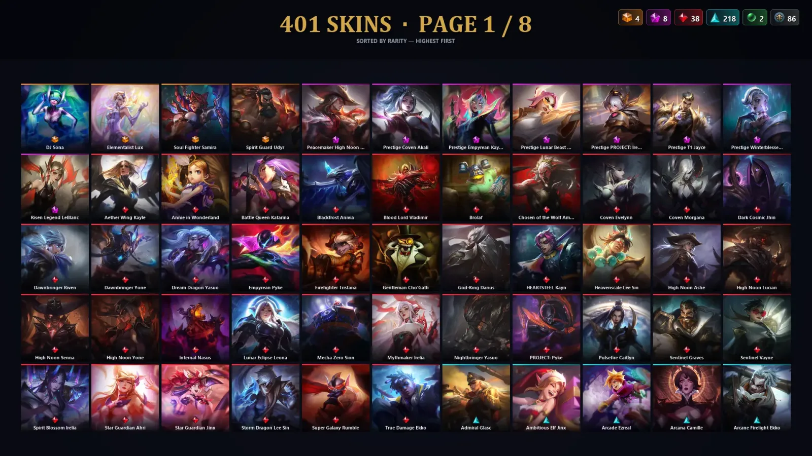 [LoL] | TR | Level 30 | Challenger | 172 Champions | 401 Skins | 16,881 BE — LoL account