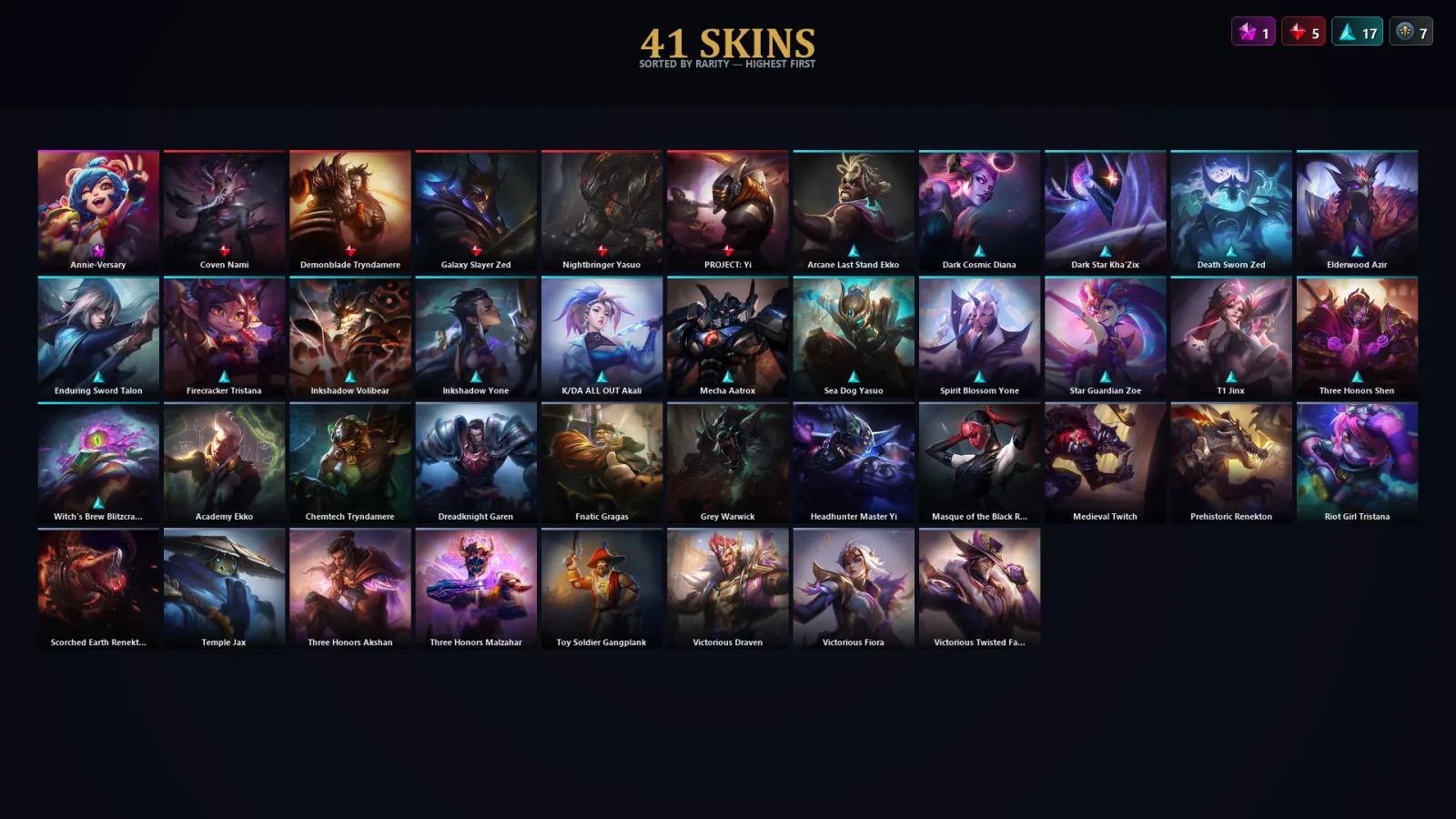 [LoL] | TR | Level 96 | Diamond III | 95 Champions | 41 Skins | 50,528 BE