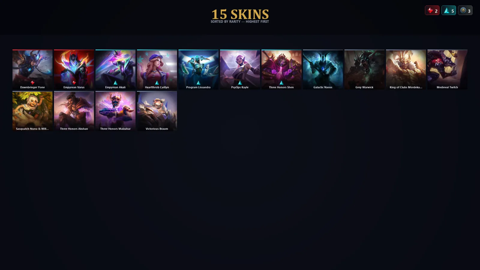 [LoL] | TR | Level 59 | Emerald II | 95 Champions | 15 Skins