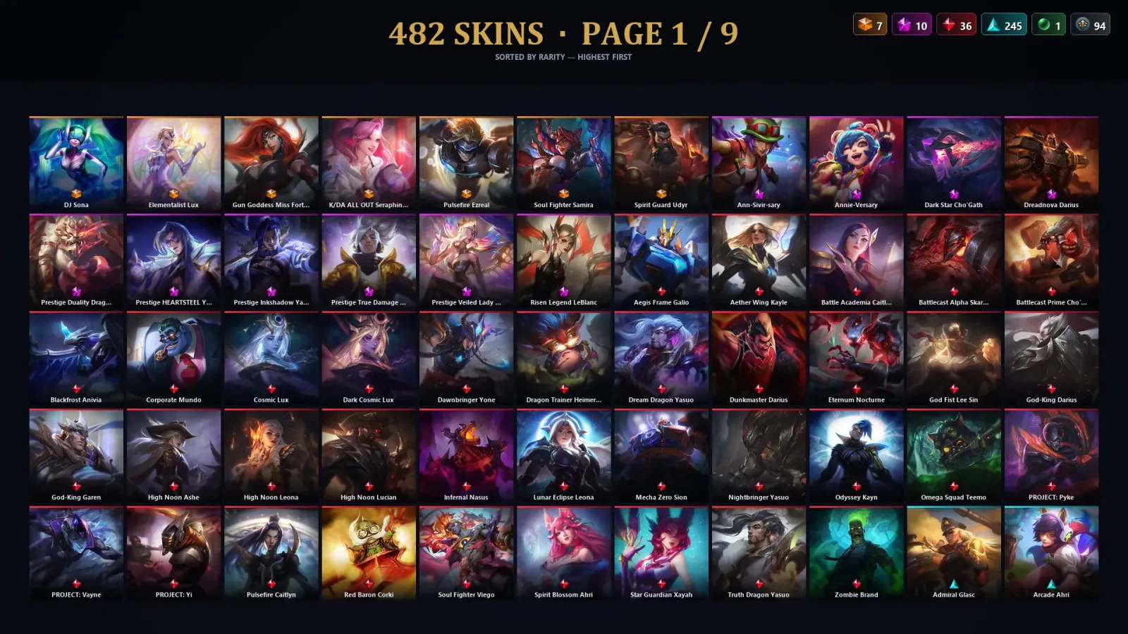 [LoL] | EUW | Level 436 | Silver II | 173 Champions | 482 Skins | 198,723 BE