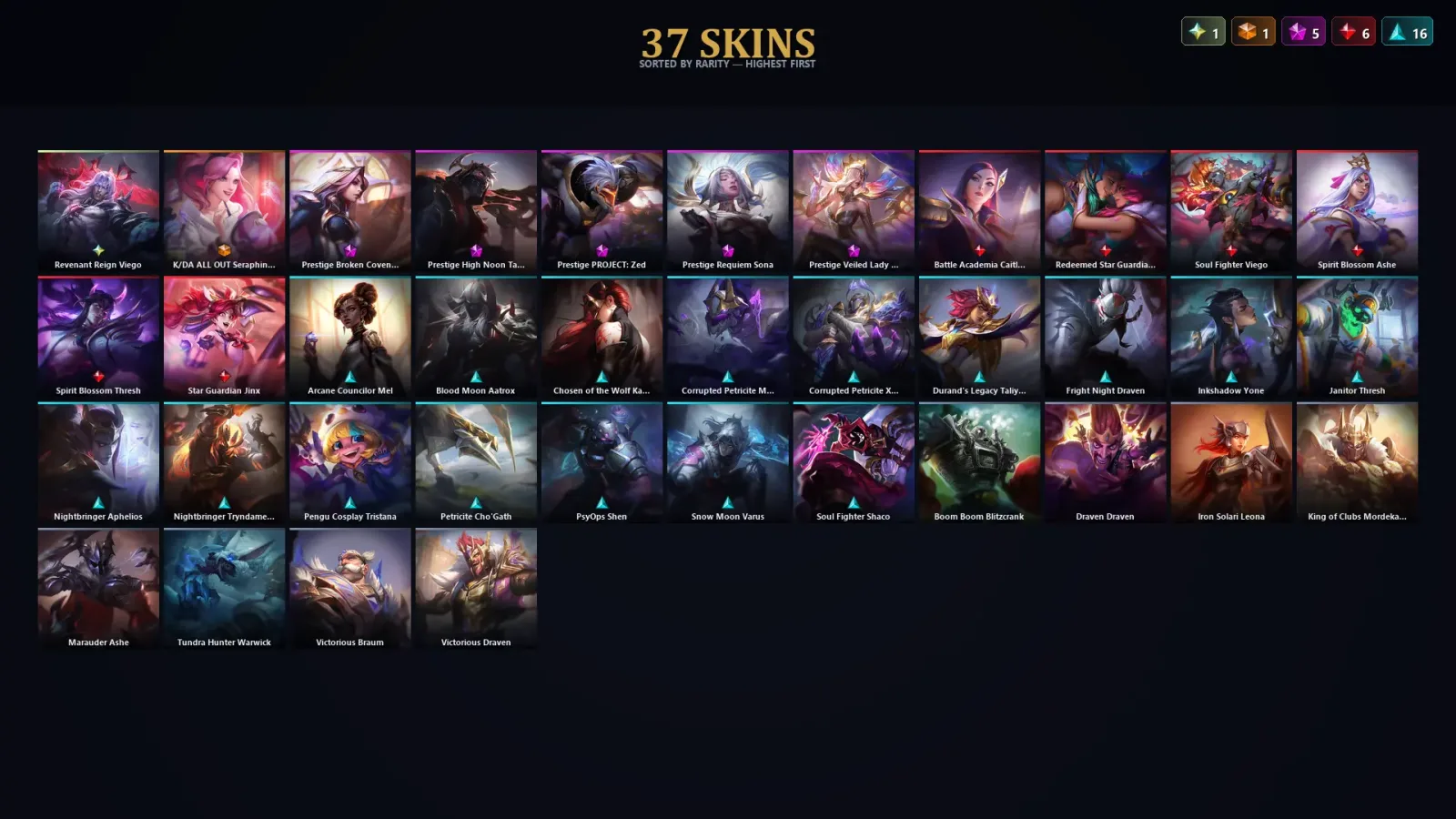 [LoL] | TR | Level 56 | Platinum II | 128 Champions | 37 Skins with Kindred