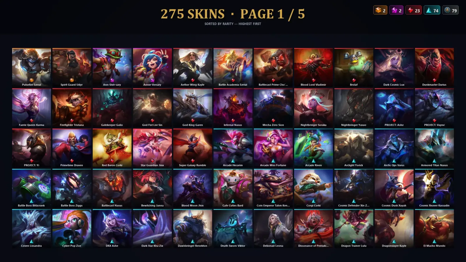 [LoL] | NA | Level 316 | 170 Champions | 275 Skins | 12,916 BE — LoL account