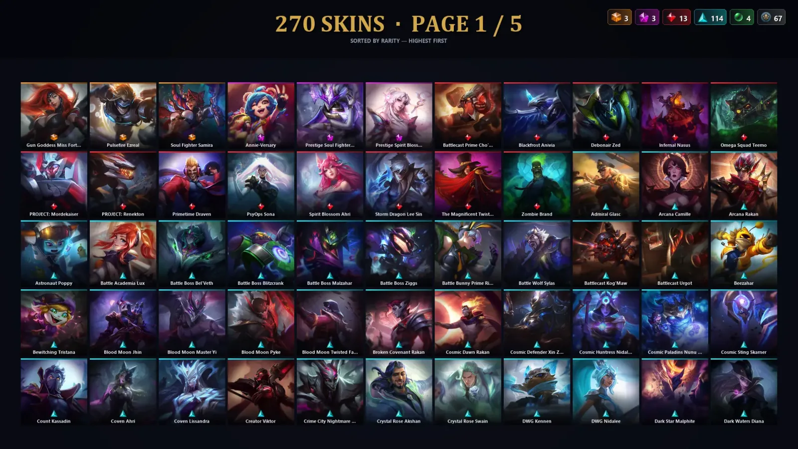 [LoL] | EUW | Level 436 | 171 Champions | 270 Skins | 79,163 BE — LoL account