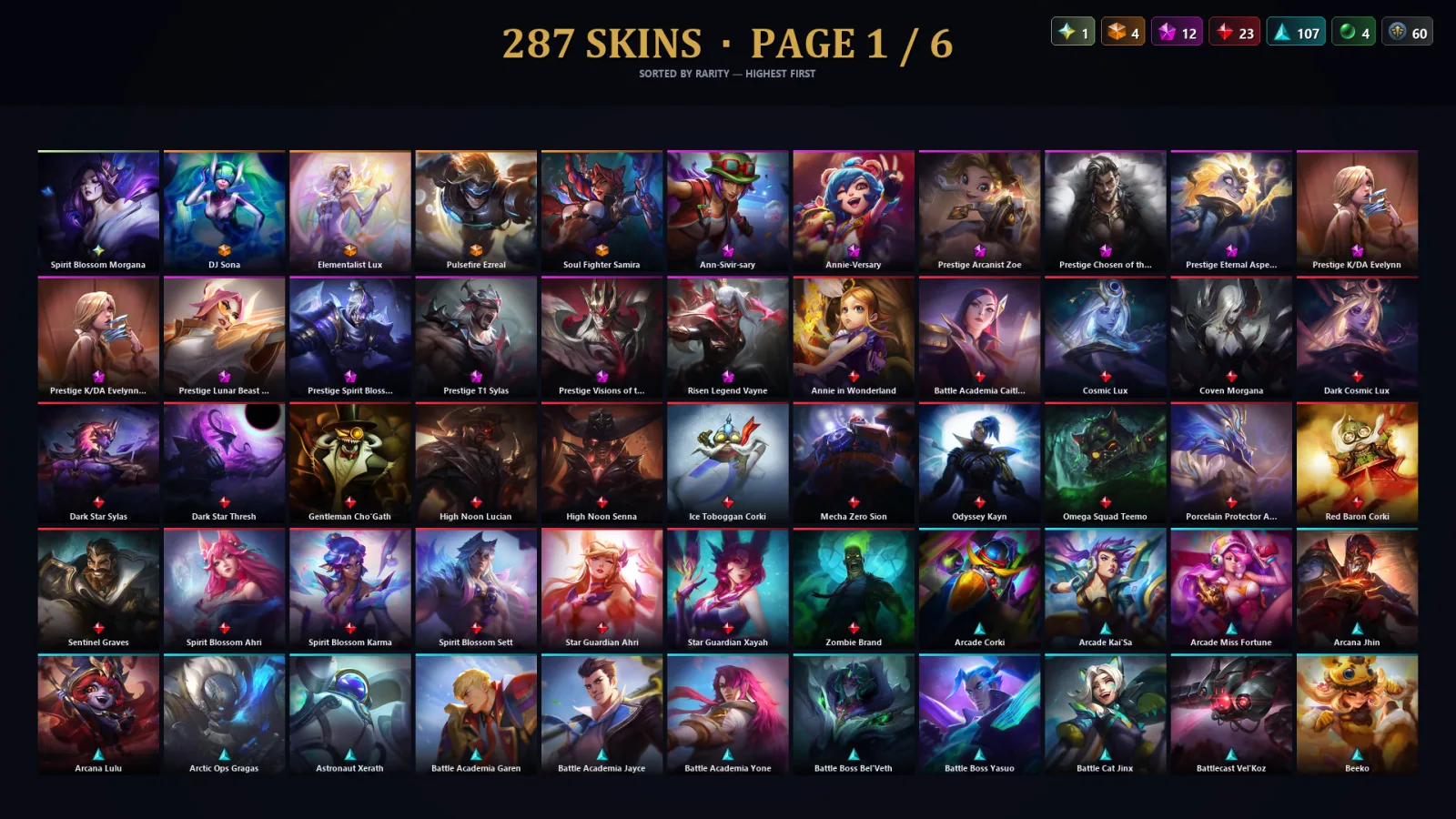 [LoL] | EUW | Level 416 | 173 Champions | 287 Skins | 99,016 BE