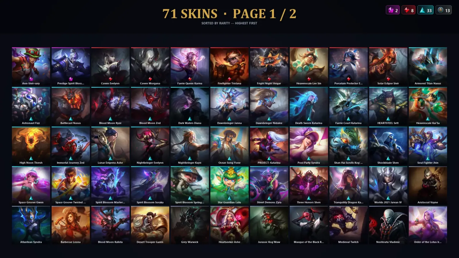 [LoL] | TR | Level 128 | 133 Champions | 71 Skins | 20,728 BE