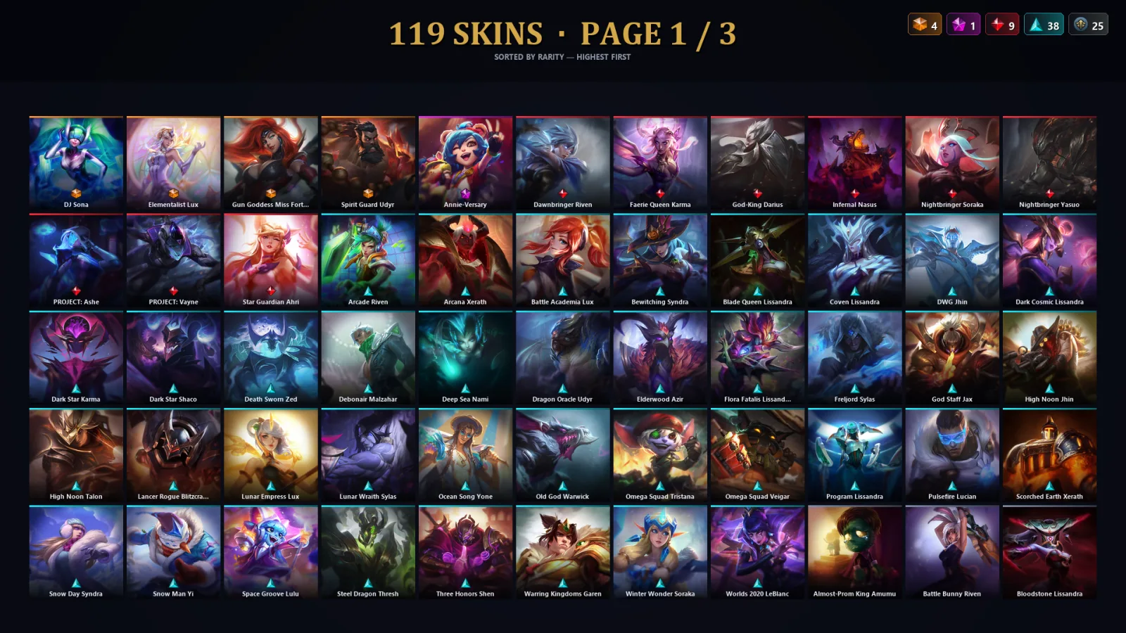 [LoL] | EUW | Level 244 | Gold I | 116 Champions | 119 Skins | 33,476 BE