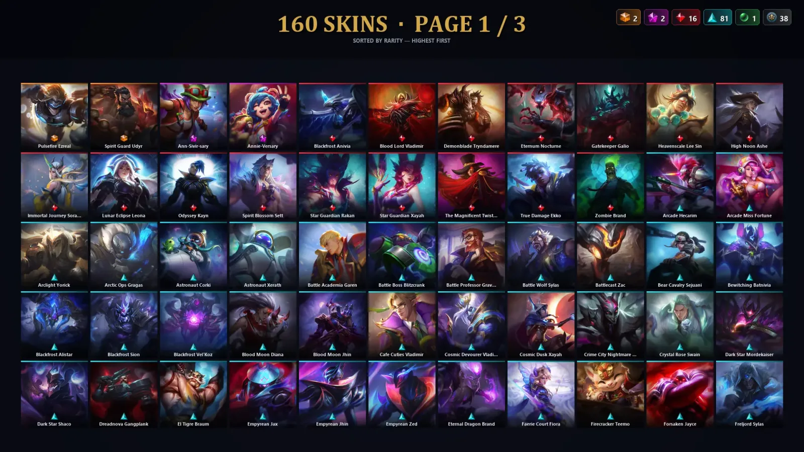[LoL] | TR | Level 397 | Bronze II | 173 Champions | 160 Skins | 47,640 BE — LoL account
