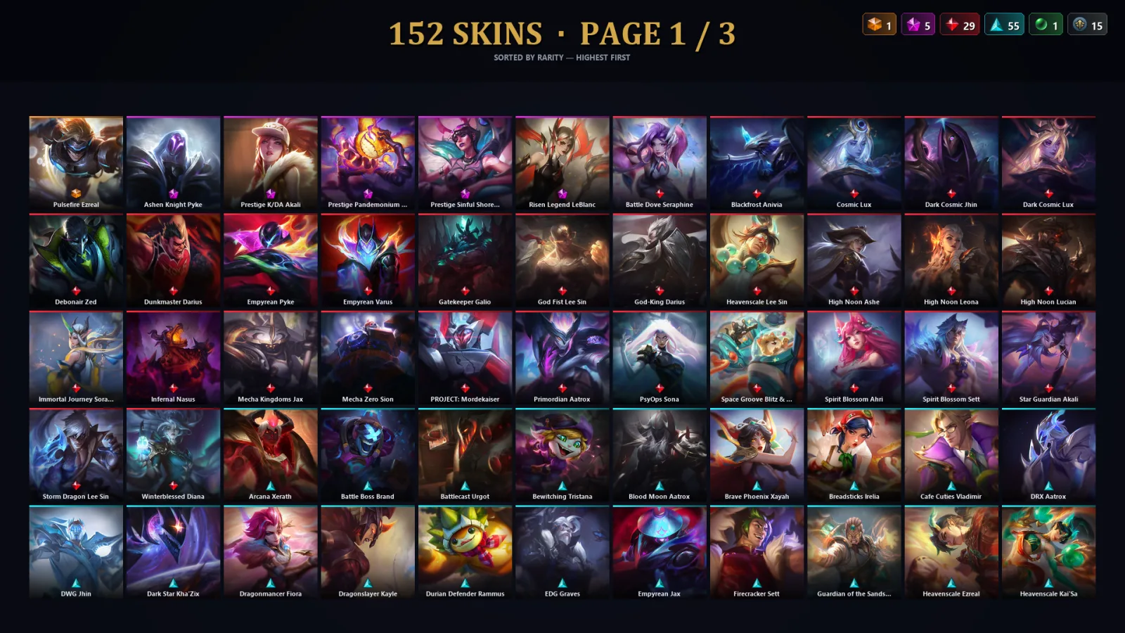 [LoL] | TR | Level 140 | Emerald III | 145 Champions | 120 Skins | 17,384 BE