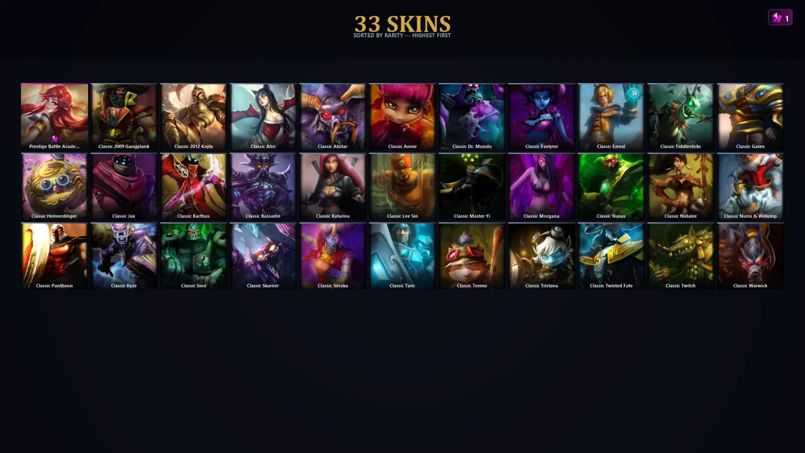 [LoL] | TR | Level 30 | 2 Champions | 1 Skins | 44,565 BE