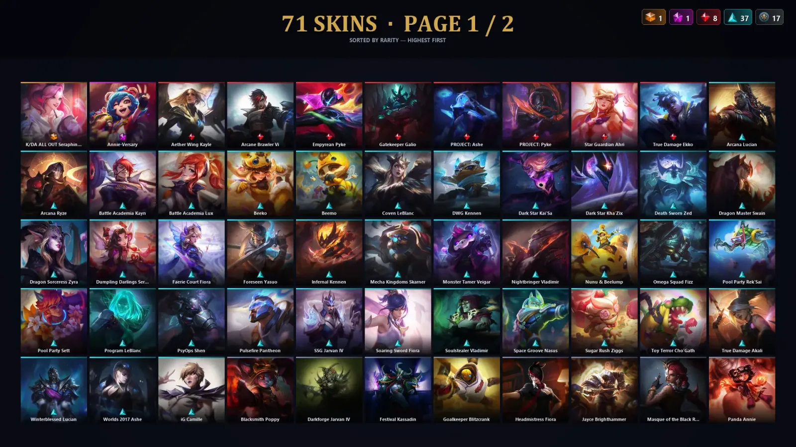 [LoL] | TR | Level 79 | Platinum II | 137 Champions | 71 Skins — LoL account