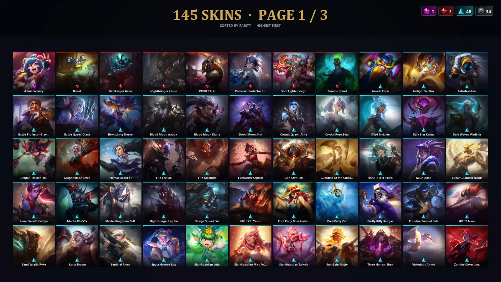 [LoL] | TR | Level 211 | Silver I | 173 Champions | 145 Skins | 94,740 BE