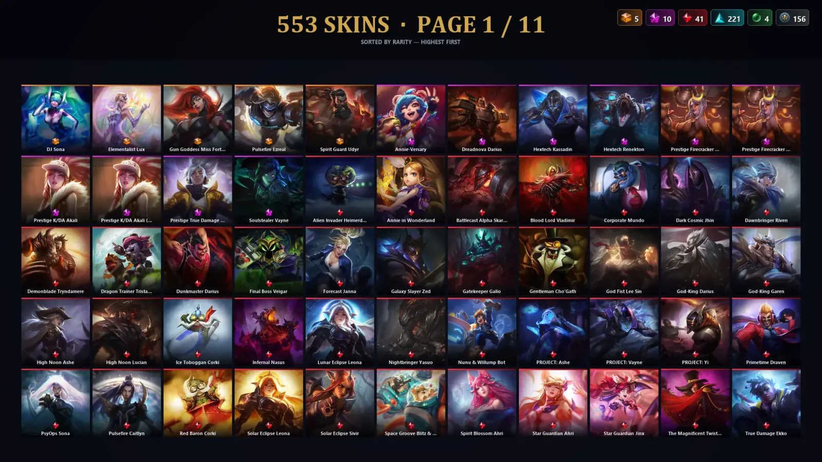 [LoL] | EUW | Level 351 | Silver II | 172 Champions | 553 Skins | 156,806 BE — LoL account