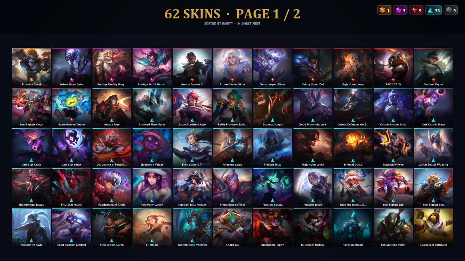 [LoL] | EUW | Level 61 | Bronze II | 86 Champions | 62 Skins